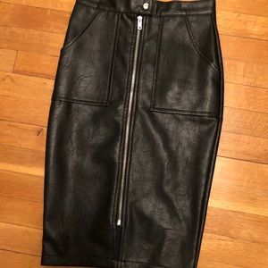 Women’s midi faux leather skirt